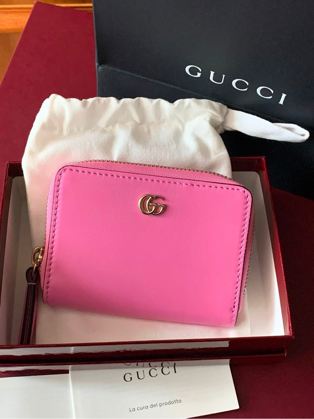 💖GUCCI Zip Around Wallet – Pink Floral Interior
